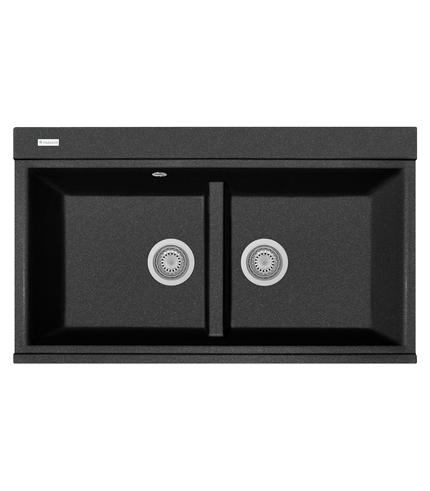 EVIER DE CUISINE EN QUARTZ MICRO ULTRAGRANIT 2 BAC 860*510mm-90cm LUX NOIR