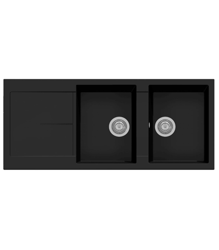 EVIER DE CUISINE EN QUARTZ MICRO ULTRAGRANIT 2 BAC 1160*500mm - 80cm INFINITY NOIR MATT 