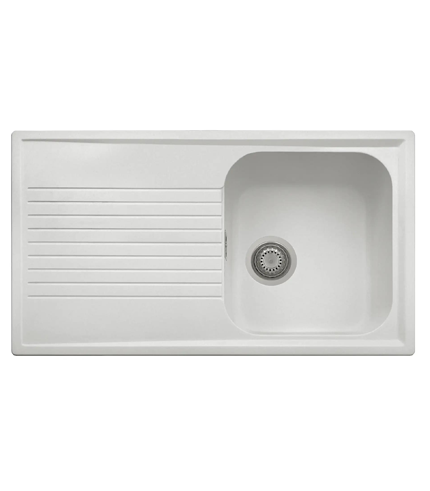 EVIER DE CUISINE EN QUARTZ MICRO ULTRAGRANIT 1 BAC 860*500mm -45cm ATLANTIC BLANC LAIT