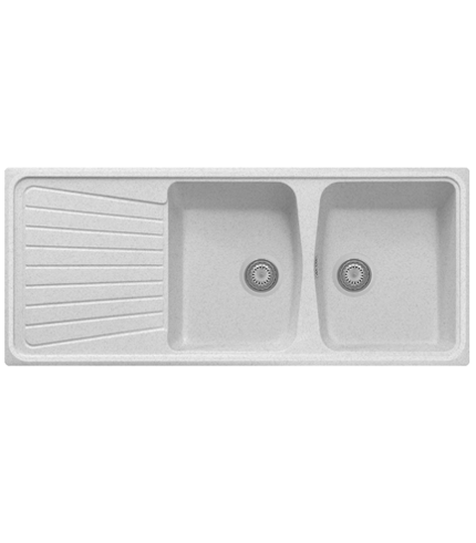 EVIER DE CUISINE EN QUARTZ MICRO ULTRAGRANIT 2 BAC 1160*500mm - 90cm ATLANTIC ALUMINIUM GRIS 