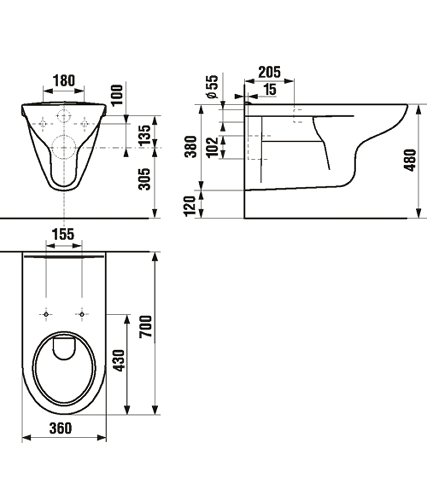 CUVETTE SUSPENDUE DEEP 50/70 POUR HANDICAPE BLANC 