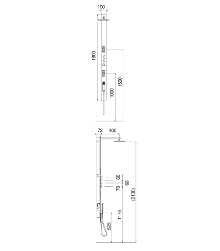 COLONNE DOUCHE, MITIGEUR THERMO À ENCASTRER MULTIFONCTION
