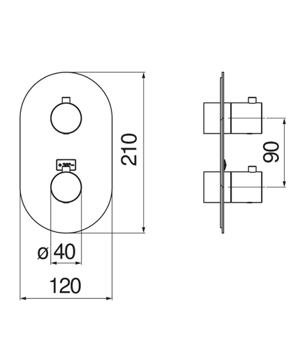 THERMOSTATIQUE À ENCASTRER, FAÇADE POUR THERMOSTATIQUE 2 SORTIES