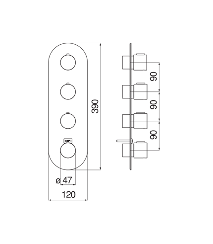 THERMOSTATIQUE À ENCASTRER, FAÇADE POUR THERMOSTATIQUE 4 SORTIES