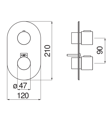 THERMOSTATIQUE À ENCASTRER, FAÇADE POUR THERMOSTATIQUE 1 SORTIE