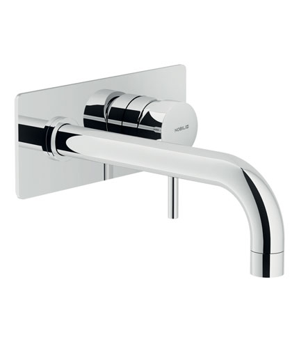 LAVABO, FAÇADE APPARENTE MONOCOMMANDE MURALE BEC LONG