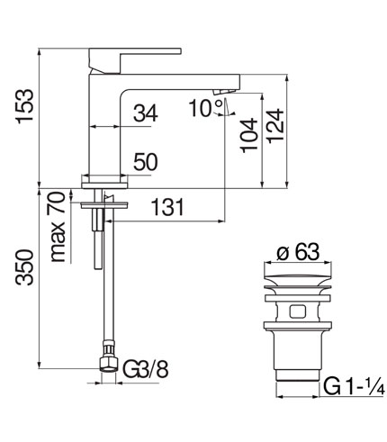 LAVABO, MITIGEUR MONOCOMMANDE