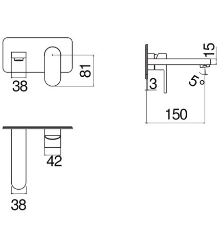 LAVABO, FAÇADE APPARENTE MONOCOMMANDE MURALE