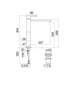 LAVABO, MITIGEUR MONOCOMMANDE REHAUSSÉ