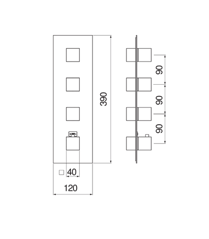 THERMOSTATIQUE À ENCASTRER, FAÇADE POUR THERMOSTATIQUE 4 SORTIES