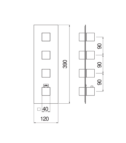 THERMOSTATIQUE À ENCASTRER, FAÇADE POUR THERMOSTATIQUE 3 SORTIES