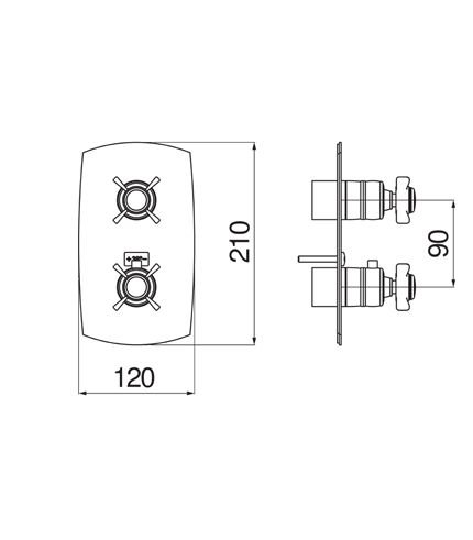 THERMOSTATIQUE À ENCASTRER, FAÇADE POUR THERMOSTATIQUE 1 SORTIE