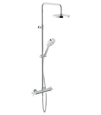 COLONNE DOUCHE, MITIGEUR THERMOSTATIQUE MURAL AVEC BARRE TÉLESCOPIQUE
